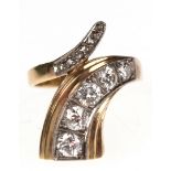 Ring, 585er GG, 6,1 g, punziert mit Handarbeit, Brillanten und Diamanten, ca. 1,2 ct., TW-W / SI-P,