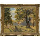 Landschaftsmaler "Impressionistische Herbstlandschaft", Öl/Lw., unsign., 41x66 cm, Rahmen