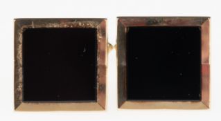 Manschettenknöpfe, 585er GG, 11,8 g, Onyx, Größe der Platte ca. 1,7 x 1,7 cm