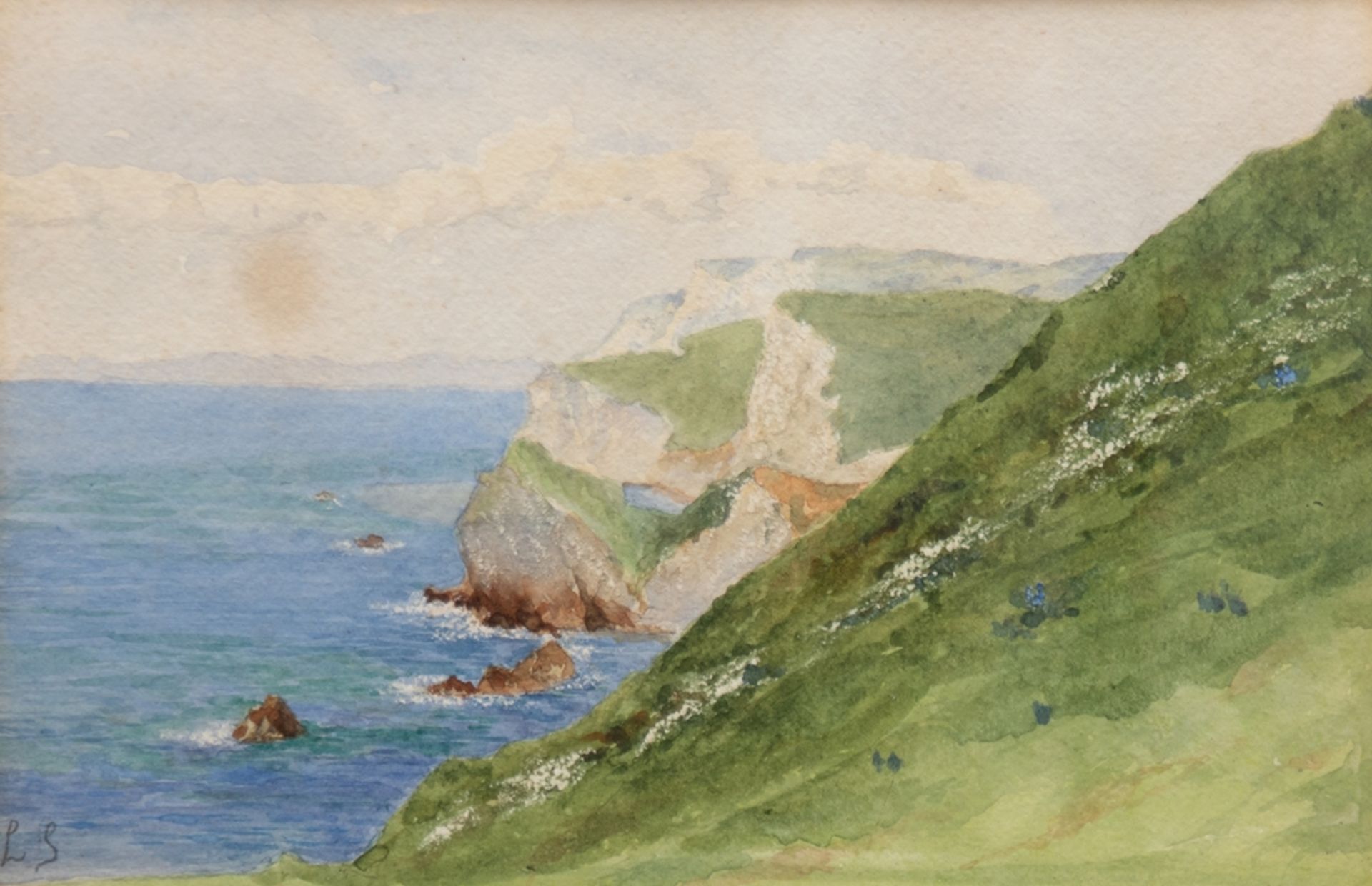 Speed, Lancelot (1860-1931) "Felsenküste", Aquarell, monogr. u.l., 15,5x24 cm, im Passepartout hint