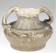 Vase, Keramik, Teichert, Meissen, um 1900, stark gebauchter Korpus mit Floralrelief und 2 Asthenkel
