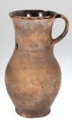 Alter Krug, Hafner Keramik, Innenrand glasiert, Gebrauchspuren und bestoßen, H. 25,5 cm