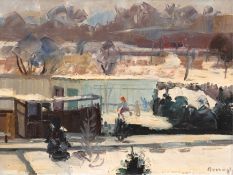 Orszagh, Imre (1901-1974, ungarischer Maler) "Garten in Oberrad", Öl/Lw., sign. u.r., 41x51 cm, Rah
