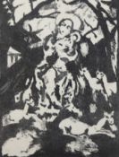 Künzig, Erika Maria "Die Mutter Gottes mit den Rehen", Litho., in der Platte monogr. u.r. (hinterm 
