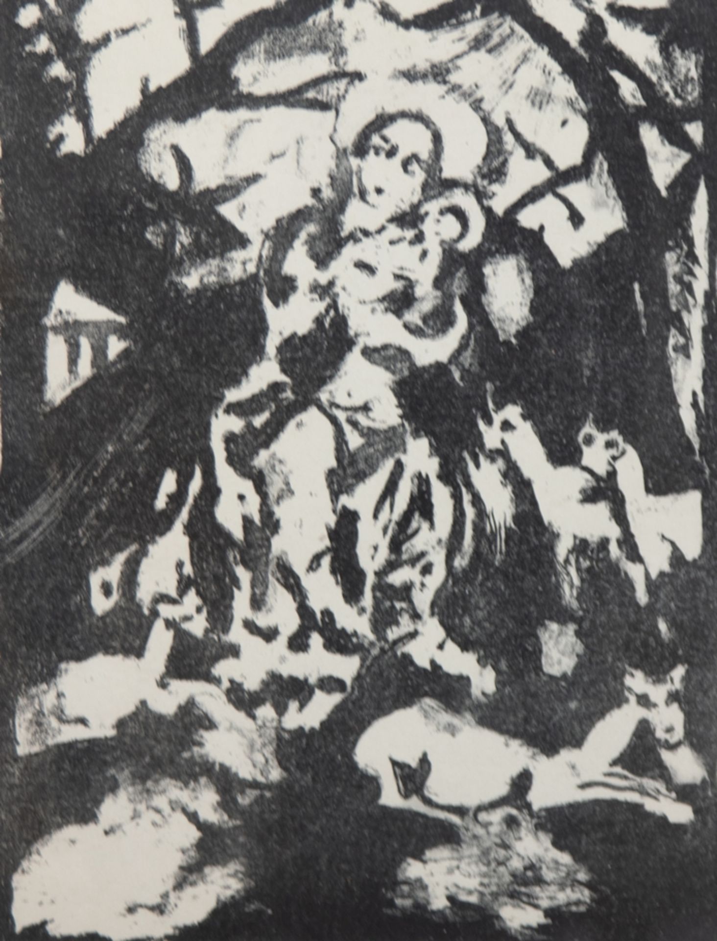 Künzig, Erika Maria "Die Mutter Gottes mit den Rehen", Litho., in der Platte monogr. u.r. (hinterm 