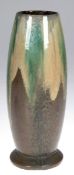 Jugendstil-Vase, braun/grün/beige Laufglasur, vermutlich Bürgel, H. 31 cm