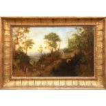 Maler des 18. Jh. wohl Frans van Bloemen "Romantische Landschaft mit Personenstaffage", Öl/ Lw., do