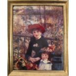 Porzellanbild "Auf der Terrasse", nach Auguste Renoir, limitierte Auflage 920/29.000, 26x20 cm, Rah