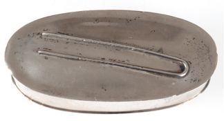 Haarnadel-Dose, oval, 833er Silber, Porto um 1900, J.Rosas & Co., auf Deckel plastische Haarnadel, 