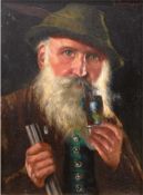 Recknagl, Theodor (1865 München-1945 ebenda) "Weißbärtiger Jäger, seine Porzellanhängepfeife rauche
