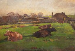 Tooby, Charles Richard (1863 London-1918 ebenda) "Kühe auf der Weide", Öl/ Lw., sign. u.r., 63x82 c