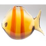 Fisch, Murano, braunes Glas mit orangen Einschmelzungen, H. 18 cm