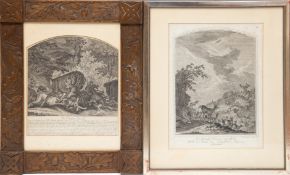 2 Stiche Ridinger, Johann Elias (1698 Ulm- 1767 Augsburg) "Der Elends Hirsch" und "Ein Brunfthirsch