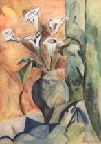 Partikel, Alfred (1888 Goldap-1945 Ahrenshoop) "Blumenstilleben mit Callas in Vase", Aquarell, sign