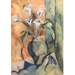 Partikel, Alfred (1888 Goldap-1945 Ahrenshoop) "Blumenstilleben mit Callas in Vase", Aquarell, sign