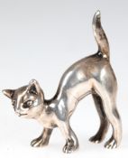 Kleine Figur "Katze", Silber, geprüft, ca. 29 g, L. 4 cm