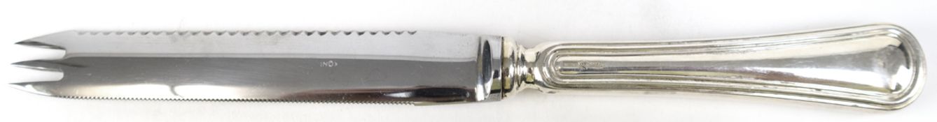 Käsemesser, 800er Silber-Griff mit Fadenmuster, L. 20,3 cm