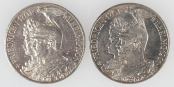 2x 2 Mark, Preussen, 1901, 200 Jahre Preussen