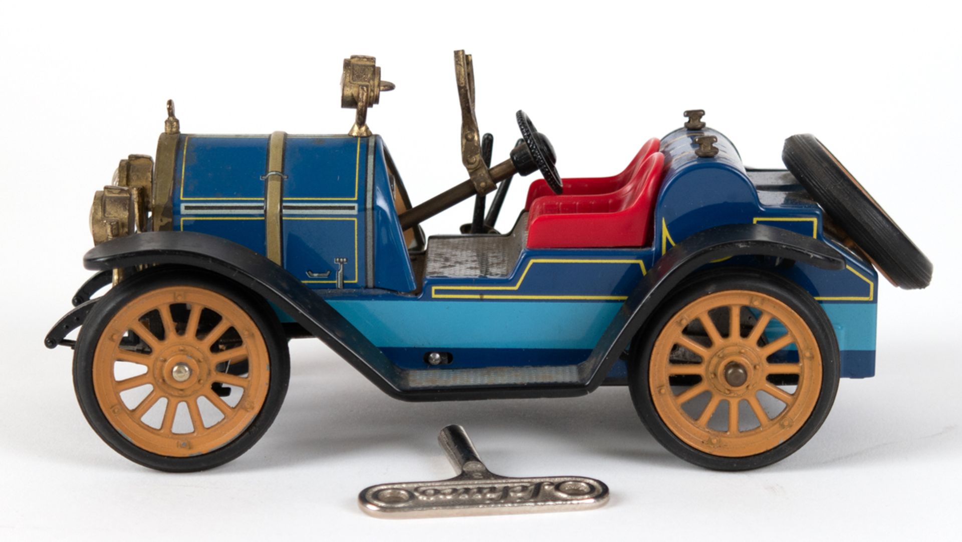 Schuco-Modellauto "Mercer 1225 Typ 35J", von 1913, Blech, farbig gefasst, unterseitiger Aufzug für 