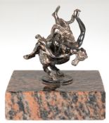 Erotika "Satyr  beim Liebesakt", Rußland, 84 Zol. Silber, punziert, H. 8  cm, auf quadratischem Ste