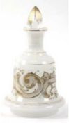 Biedermeier-Flakon, Glockenform, Milchglas, umlaufender Akanthusblattdekor in weißer Emaillemalerei