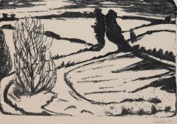 Heckel, Erich (1883 Döbeln-1970 Radolfzell) "Winter in Angeln", Holzschnitt, handsign. u.r. und dat