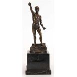 Warmuthm, Wilhelm (20. Jh.) "Athlet", Bronze, braun patiniert, sign., H. 24 cm, schwarzer Marmorso