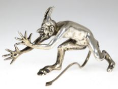 Figur "Teufel", 925er Silber, ca. 368 g, L. 13,5 cm, H. 8 cm