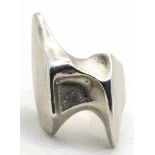 Ring, Lapponia, 925er Silber, asymmetrischer Ringkopf, offenen Schiene, 10,8 g