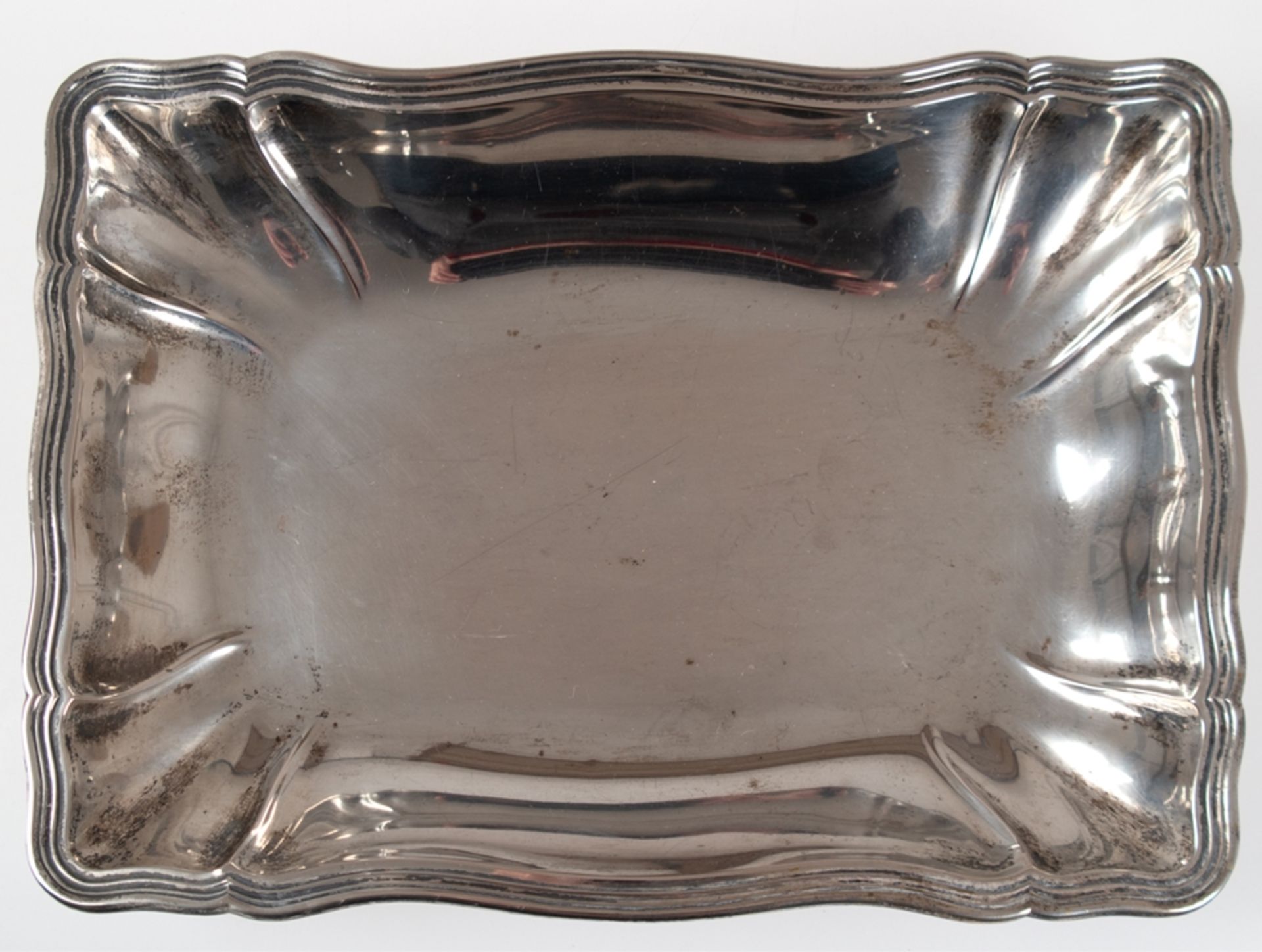 Schale, rechteckig, 800er Silber, Augsburger Faden-Dekor, 283 g, 3x26x19 cm