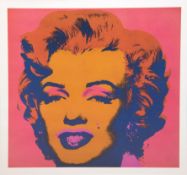 "Marilyn Monroe", Farbserigraphie nach Andy Warhol, 44,5x44,5 cm, hinter Plexiglas und Rahmen