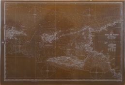Große Druckplatte einer Seekarte "Westindien, Antillen, Virgin Islands westlicher Teil", Kupfer, au