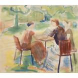 Gimpel "Kaffeepause im Park", Aquarell, sgn. u.r. und dat.´32, 35x40 cm, im Passepartout hinter Gla