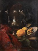 Italienicher Impressionist um 1950 "Stilleben mit Früchten und Kanne", Öl/ Lw., bez. "Anno Domini S