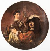 Wandteller "Rembrandt und Saskia, Gemäldegalerie Dresden",  gedruckt, Bareuther Porzellan, Dm. 26 c