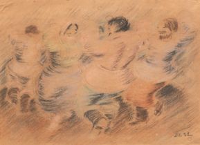 "Tanzende", Pastell/ Zeichnung, monogr. "EL" und dat. ´32, 20x27,5 cm, hinter Glas und Rahmen