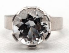 Ring, 925er Silber, mit großem, rund facettiertem Bergkristall in Krappenfassung, gepunzt "Teka" (T