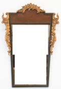 Spiegel, konisch, mit geschnitzter Bekrönung und Seitenverzierungen, 91x61 cm