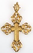 Großer Kreuz-Anhänger, 18 k GG, besetzt mit 12 Brillanten von zus. ca. 0,24 ct., Ges.-Gew. 20,36 g,