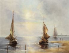 "Zeesenboote", Öl/ Lw., undeutl. sign. u.r., 50,5x61 cm, ungerahmt