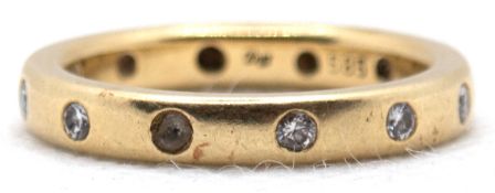 Brillant-Ring, 585er GG, umlaufend besetzt mit 11 Brillanten (1x def.), ges. 5,1 g, RG 54