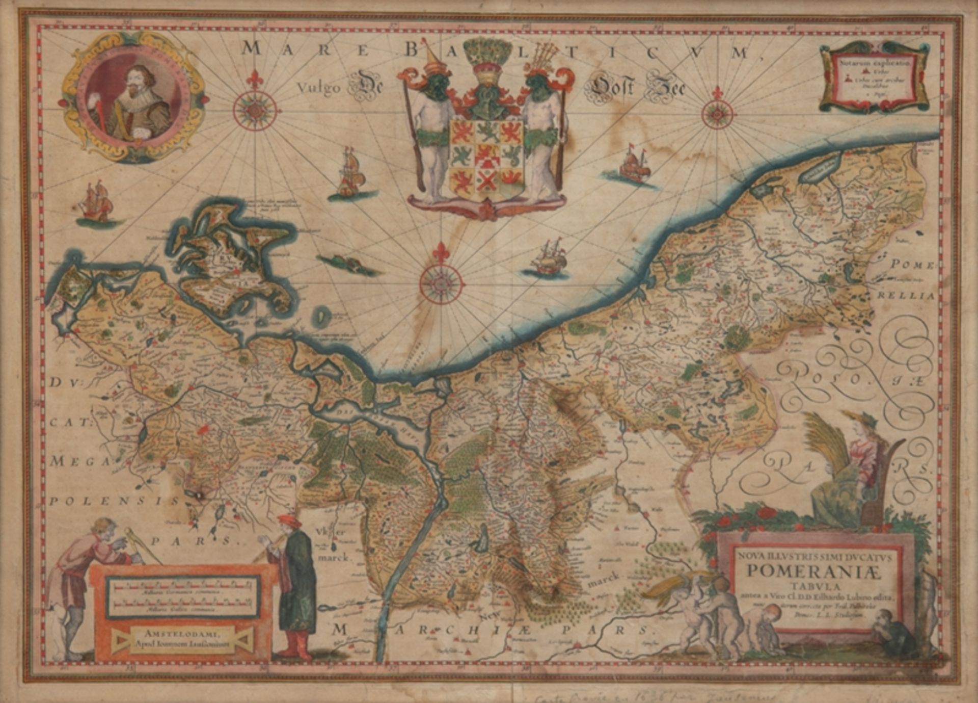 "Karte des Historischen Herzogtums Pommern", altkolorierter Kupferstich 17. Jh., gestochen von Eilh