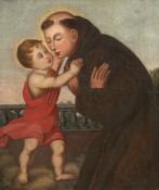 Sakralmaler des 18. Jh. "Der Heilige Antonius von Padua mit dem Jesuskind", Öl/ Lw., unsign.,