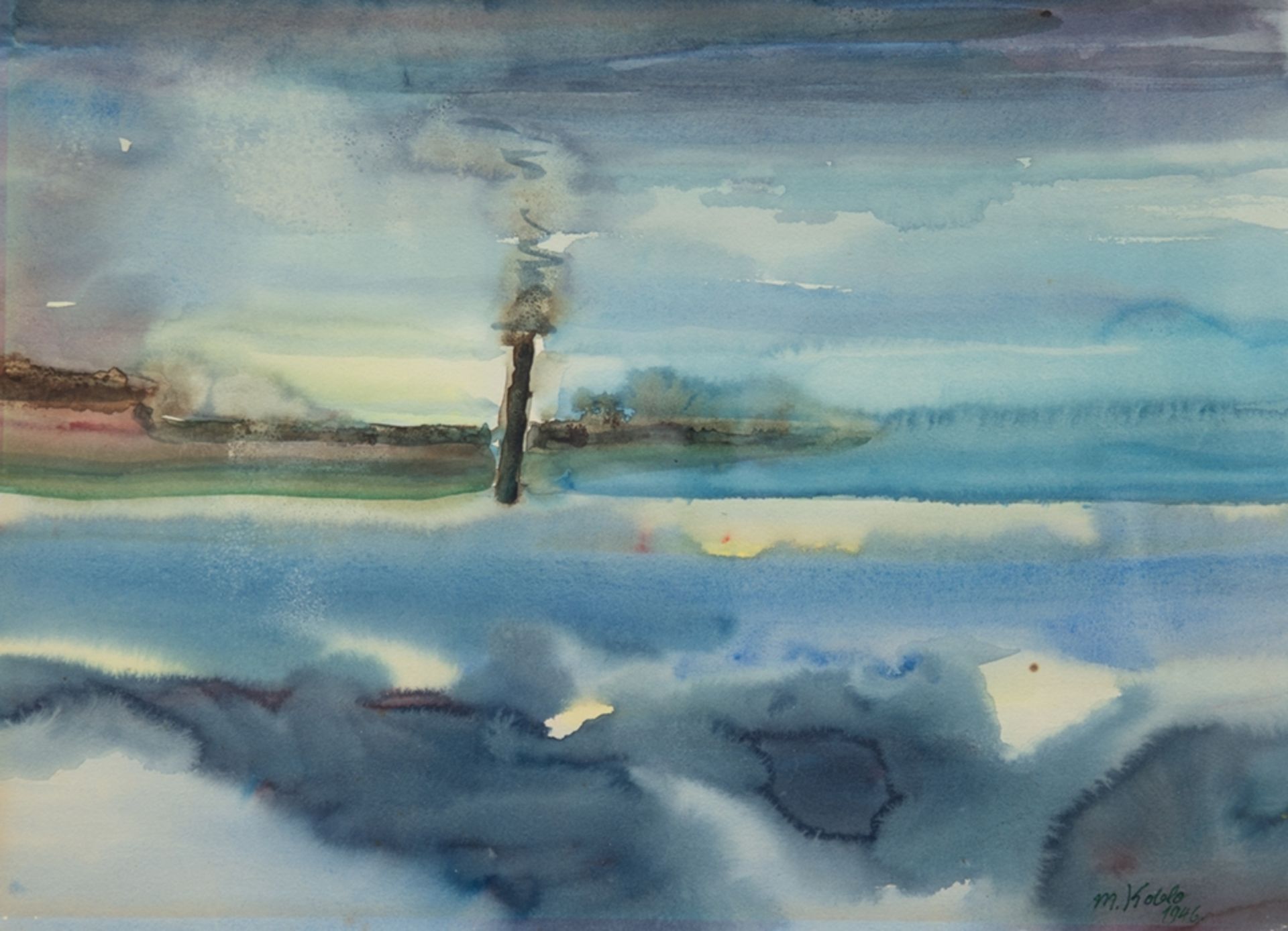 Koblo, Martin (1881-1961) "Blick aufs Meer", Aquarell, aus Künstlermappe, sign. u.r. und dat. 1946,