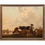 Jacob van Strij (1756-1815 Dordrecht/ Niederlande) zugeschrieben "Bauernpaar mit den Kühen an der W