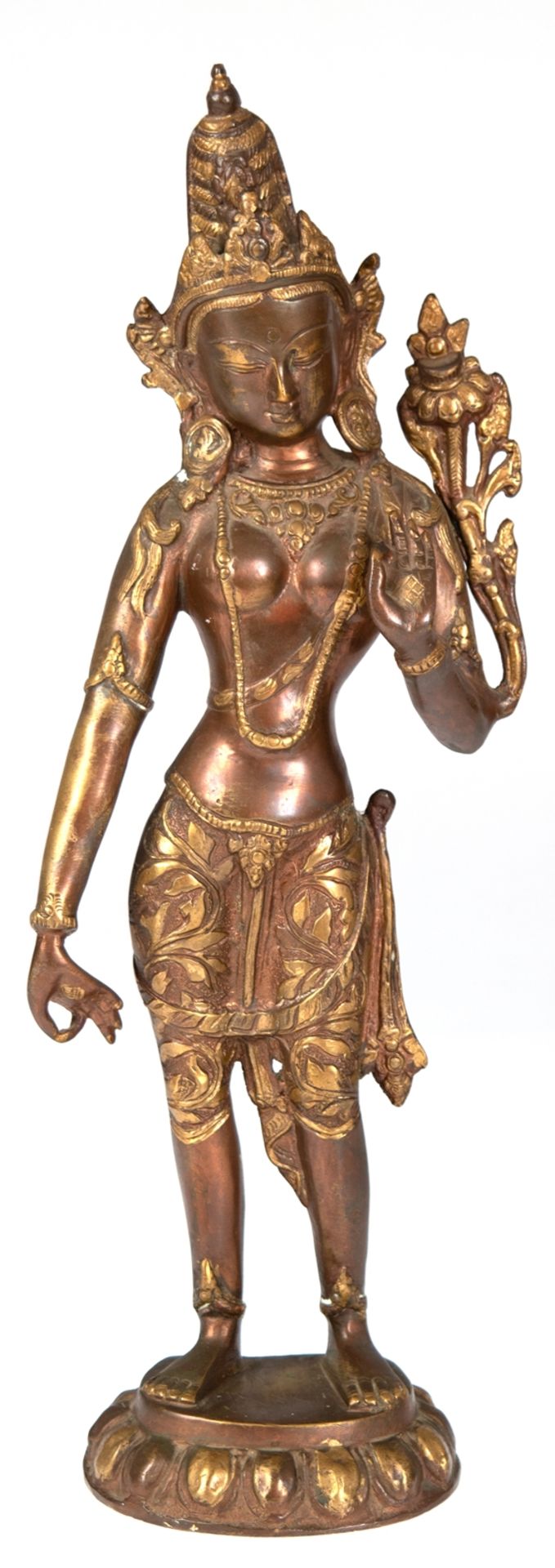 Figur "Shakti", indische Göttin im Hinduismus für die weibliche Urkraft des Universums, Bronze, z.T