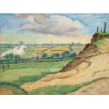 Rusche, Moritz (1888 Zeddenick-1969 Magdeburg) "Landschaft", Öl/ Lw., unsign., aus dem Nachlaß, 65x