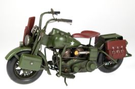 Modell "Harley-Davidson mit Bewaffnung", Metall, farbig gefaßt, L. 35 cm