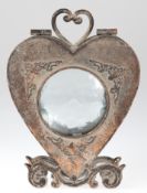 Windlicht in Herzform, Metall bronziert, beidseitig runde Glasscheiben, 20x14,5x4,5 cm
