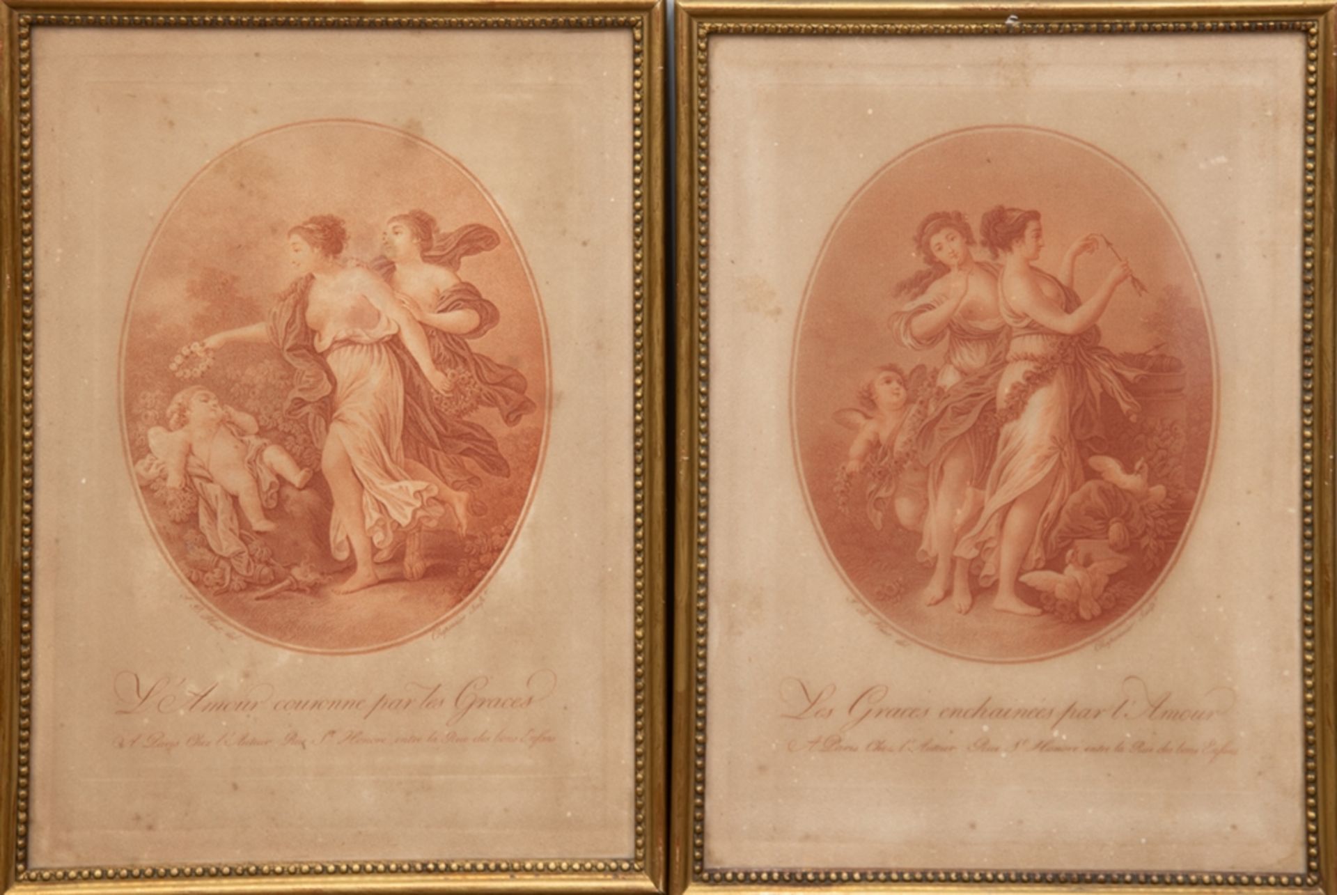 Chaponnier, Alexandre (1753-1806) 2 Kupferstiche, "Zwei Grazien in Liebe verbunden" und "Amor von G